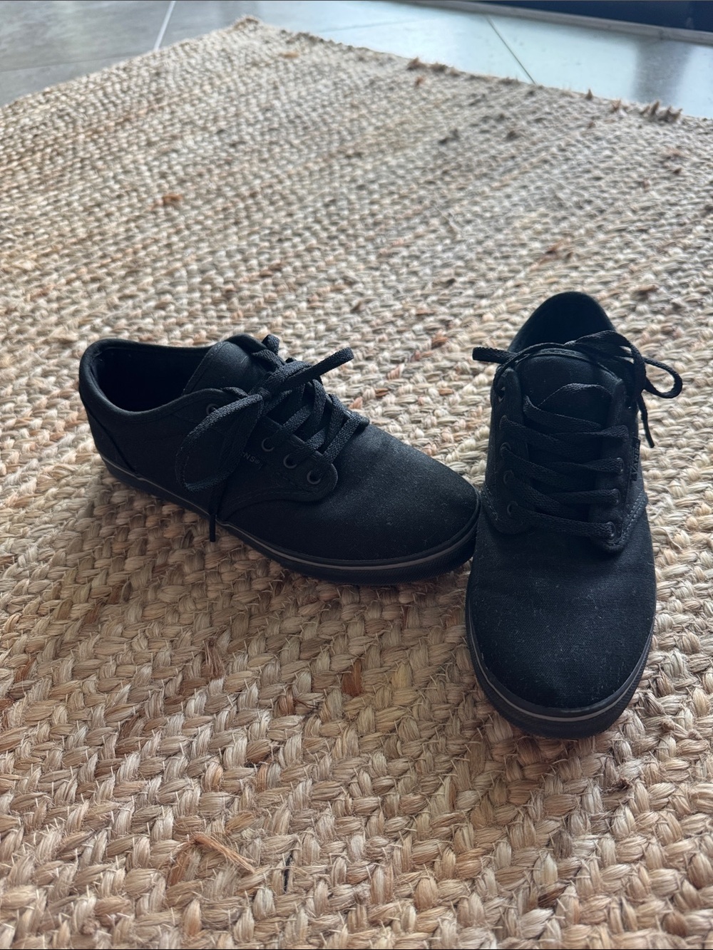Women’s Black Canvas Lace-Up Sneakers